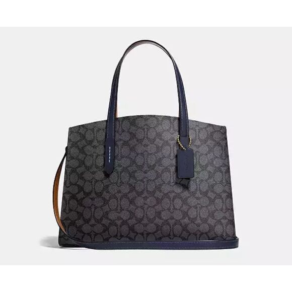 Coach Charlie Carryall in Signature Canvas in Charcoal/Midnight Navy / Like New